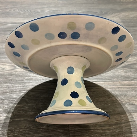 HD Designs Dines Cake Stand Flora HDQFLO Blue Floral Polka Dots Irises Decor - Picture 2 of 7